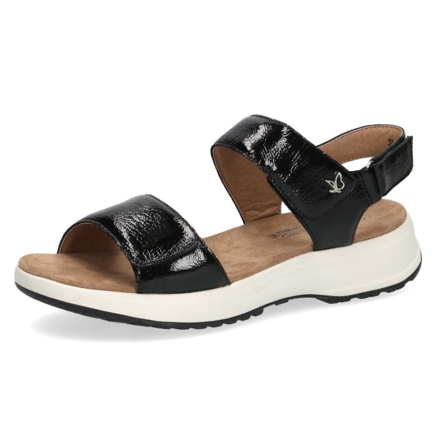 Caprice Caprice Sandale Leder Plateau Klettverschluss Schwarz 9-9-28716-28 017 Black Napla Sandalen