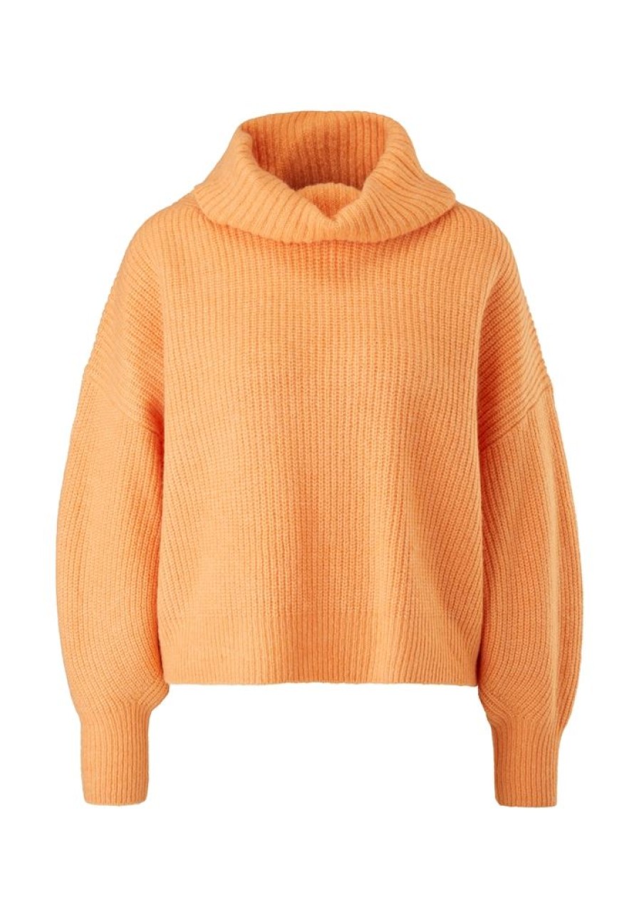 s.Oliver S.Oliver Pullover Rippstruktur Rollkragen Weis,Orange, Grun, Schwarz S22 2120703 2131 Orange Pullover