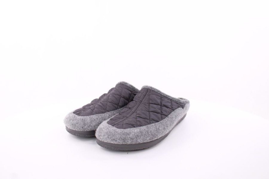 s`knöpfli S`Knopfli Damen Hausschuh Pantolette Materialmix Grau S23 X10639 Gris Hausschuhe