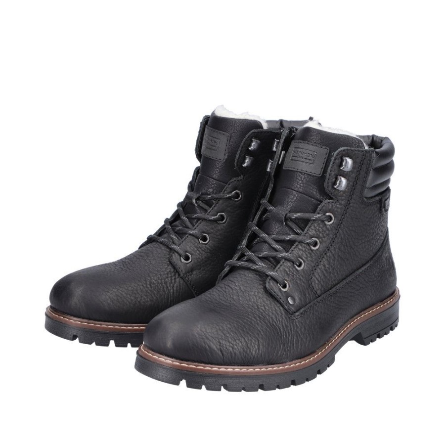 Rieker Rieker Herren Schnurboots Leder Tex- Membran Schurwollfutter Schwarz S23 F3600-00 Schwarz/Nero/Sc Stiefel