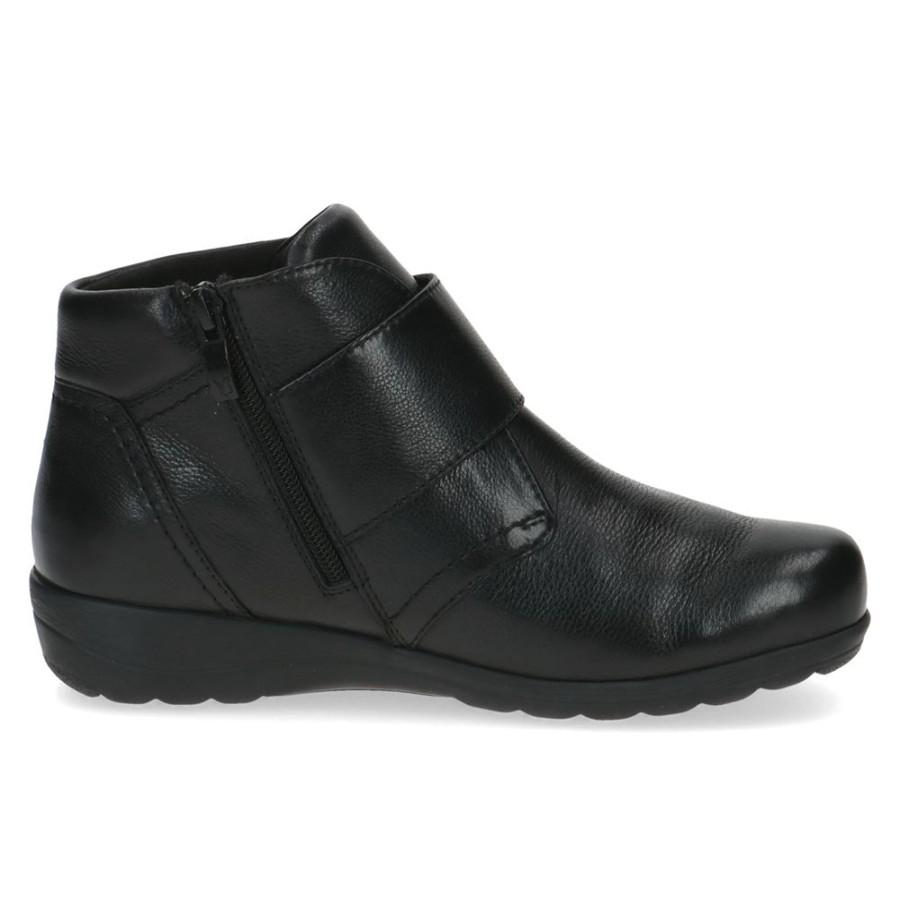 Caprice Caprice Damen Stiefelette H- Weite Leder Klettverschluss Wechselfusbett Schwarz S23 9-26457-41 022 Black Nappa Stiefel