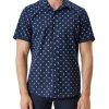 s.Oliver S.Oliver Hemd Kurzarm Slim Fit Mit Allover-Print 2113979 59A8 Dark Blue Hemden