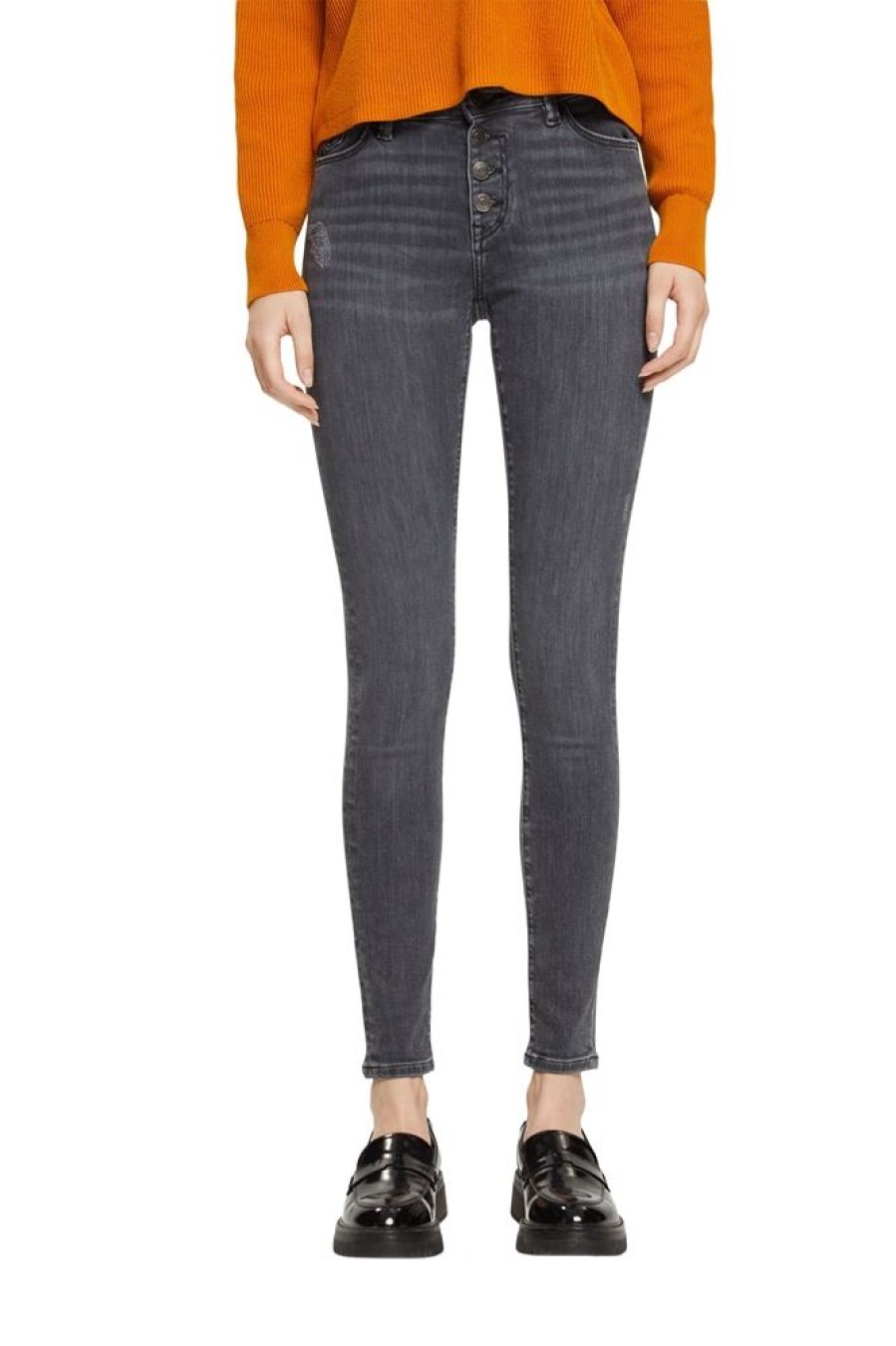 Esprit Esprit Jeans Mit Stretchkomfort Knopfleiste Grau S23 092Ee1B323 E922 Grey Mediu Jeans