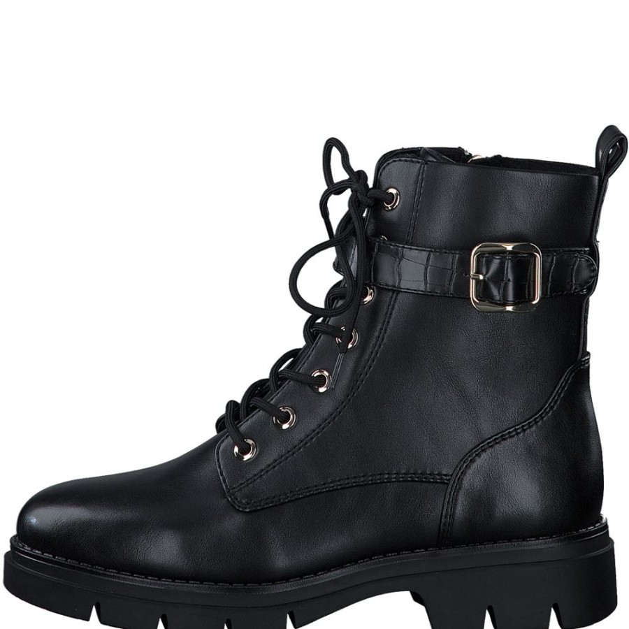 Tamaris Tamaris Damen Boots Stiefelette Zierschnalle Touchit- Fusbett Schwarz S23 1-25289-41 001 Black Stiefel