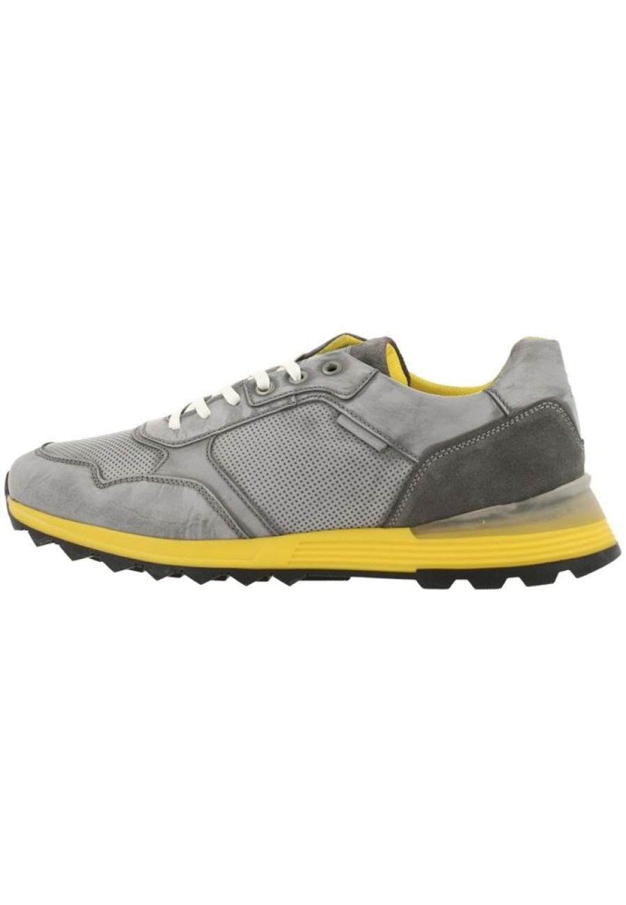 Bullboxer Bullboxer Herren Sneaker Leder Farbige Sohle Grau S13 373K20438A Wggy Sneaker