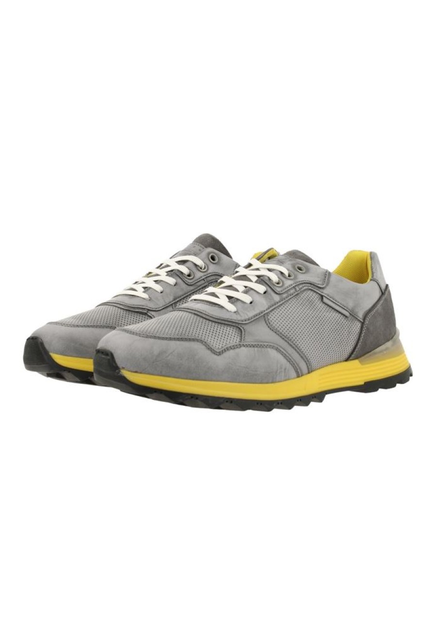 Bullboxer Bullboxer Herren Sneaker Leder Farbige Sohle Grau S13 373K20438A Wggy Sneaker