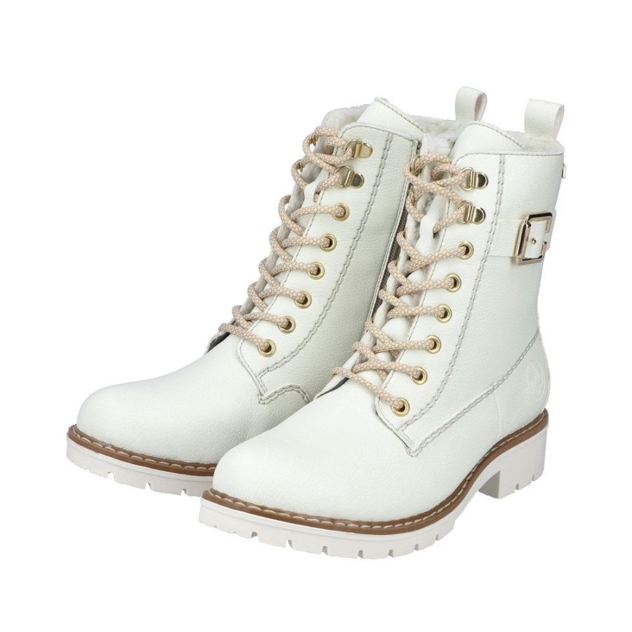 Rieker Rieker Damen Schnurstiefel Tex-Membran Weis S23 Y9126-80 Dirtywhite Stiefel