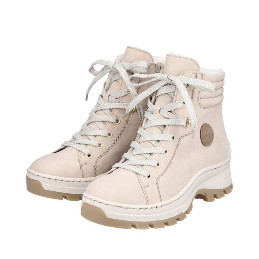 Rieker Rieker Antistress Damen Schnurboot Markanter Sohle Warmfutter Beige S22 X9334-62 Ginger/Fango Stiefel