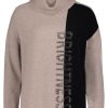 Betty Betty Barclay Strickpullover Rollkragen Schriftzug Strasssteine Schwarz S22 57581026 7994 Patch Taup Pullover