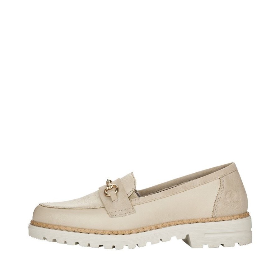 Rieker Rieker Antistress Slipper Loafer Leder Beige S12 54862-80 Offwhite/Cliff Slipper