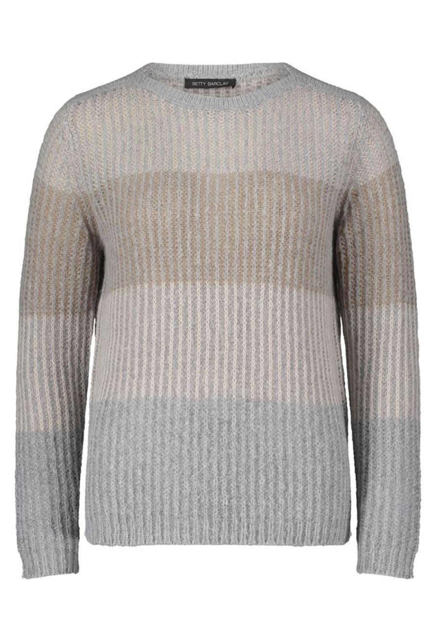 Betty Betty Barclay Strickpullover Woolanteil Grau S23 59852158 7993 Patch Beig Pullover