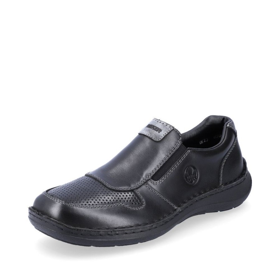 Rieker Rieker Herren Slipper Leder S13 03069-00 Schwarz Slipper