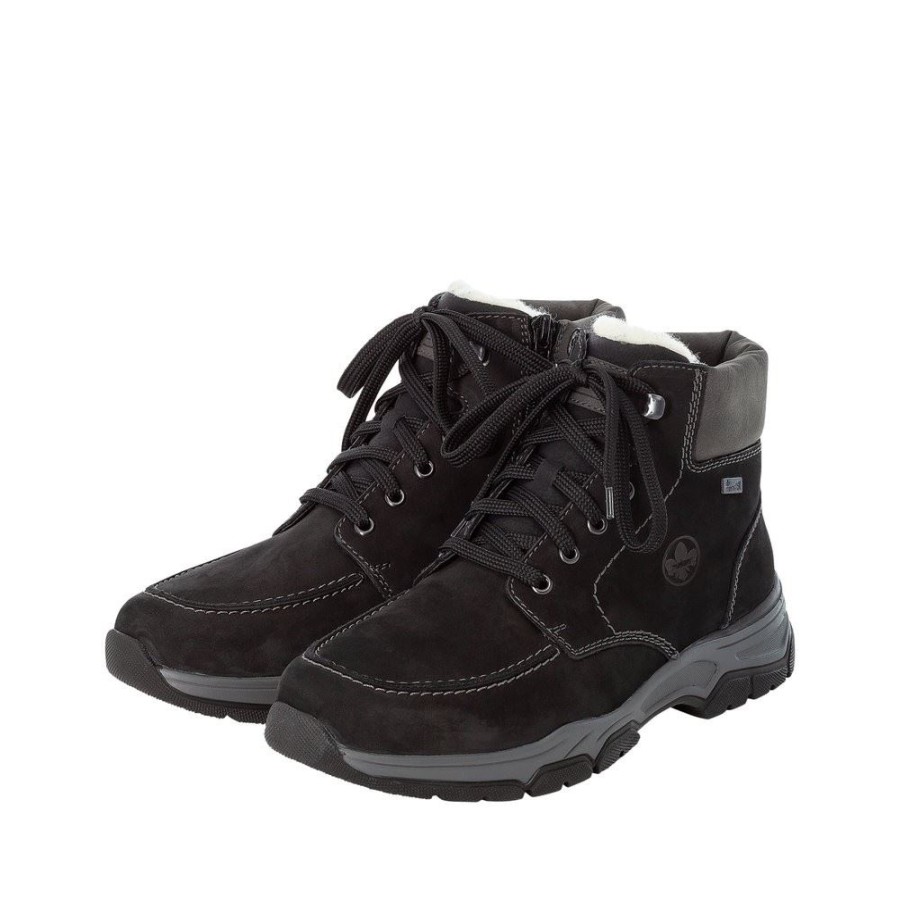 Rieker Rieker Antistress Herren Schnurboot Schnurschuh Leder Tex- Membran Schwarz S22 31240-00 Schwarz/Rauch Stiefel