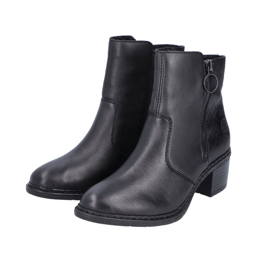 Rieker Rieker Antistress Damen Stiefelette Leder Komfortweite Schwarz S23 70150-00 Schwarz/Schwarz Stiefel