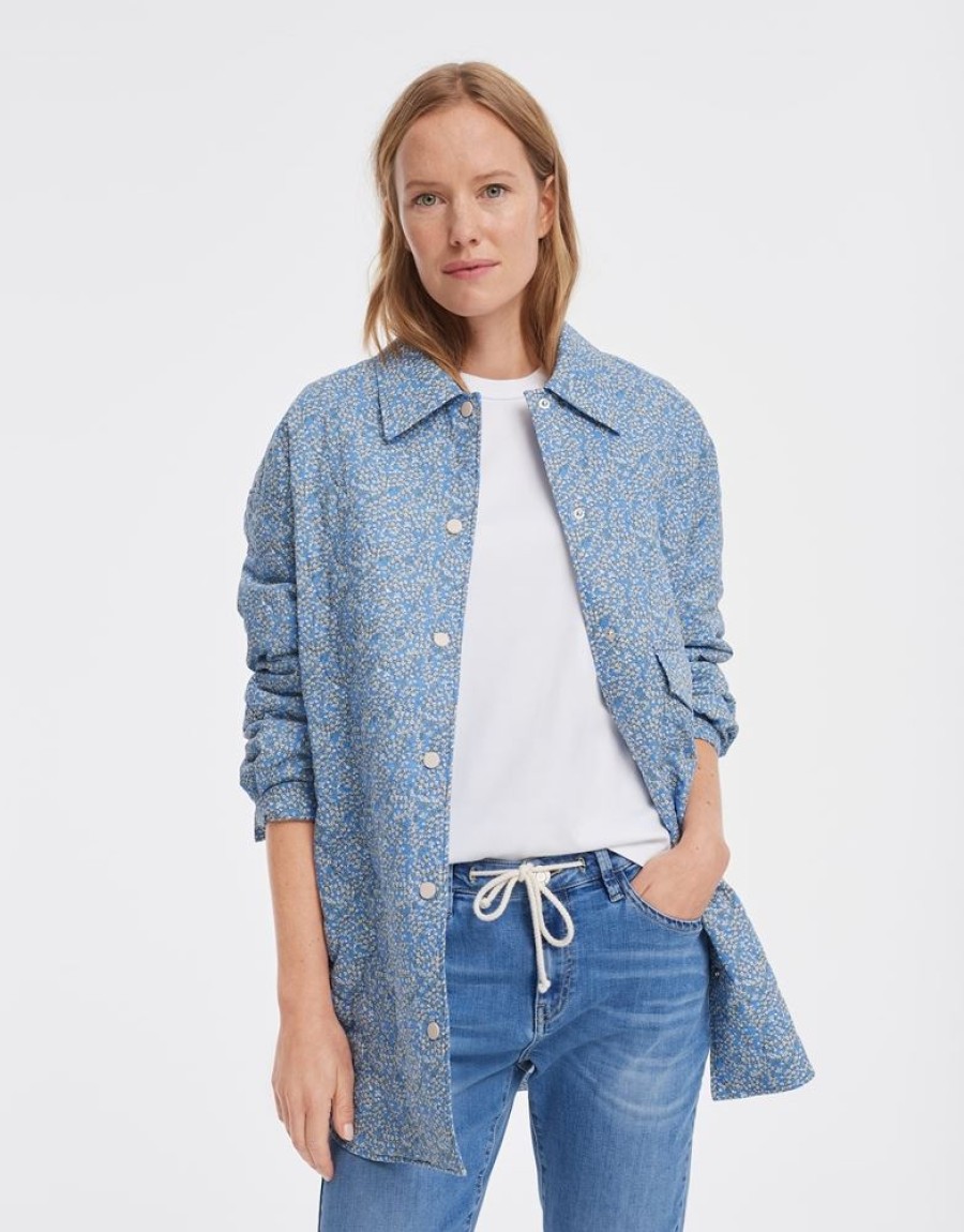 OPUS Opus Overshirt Junila Oversize Hemd Wattierung Zwiebelstepp Blau S12 10023410278120 6082 Like Water Blazer