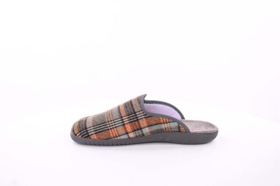 s`knöpfli S`Knopfli Herren Hausschuh Pantolette Kariert Braun S23 Ac11205 Gris Hausschuhe