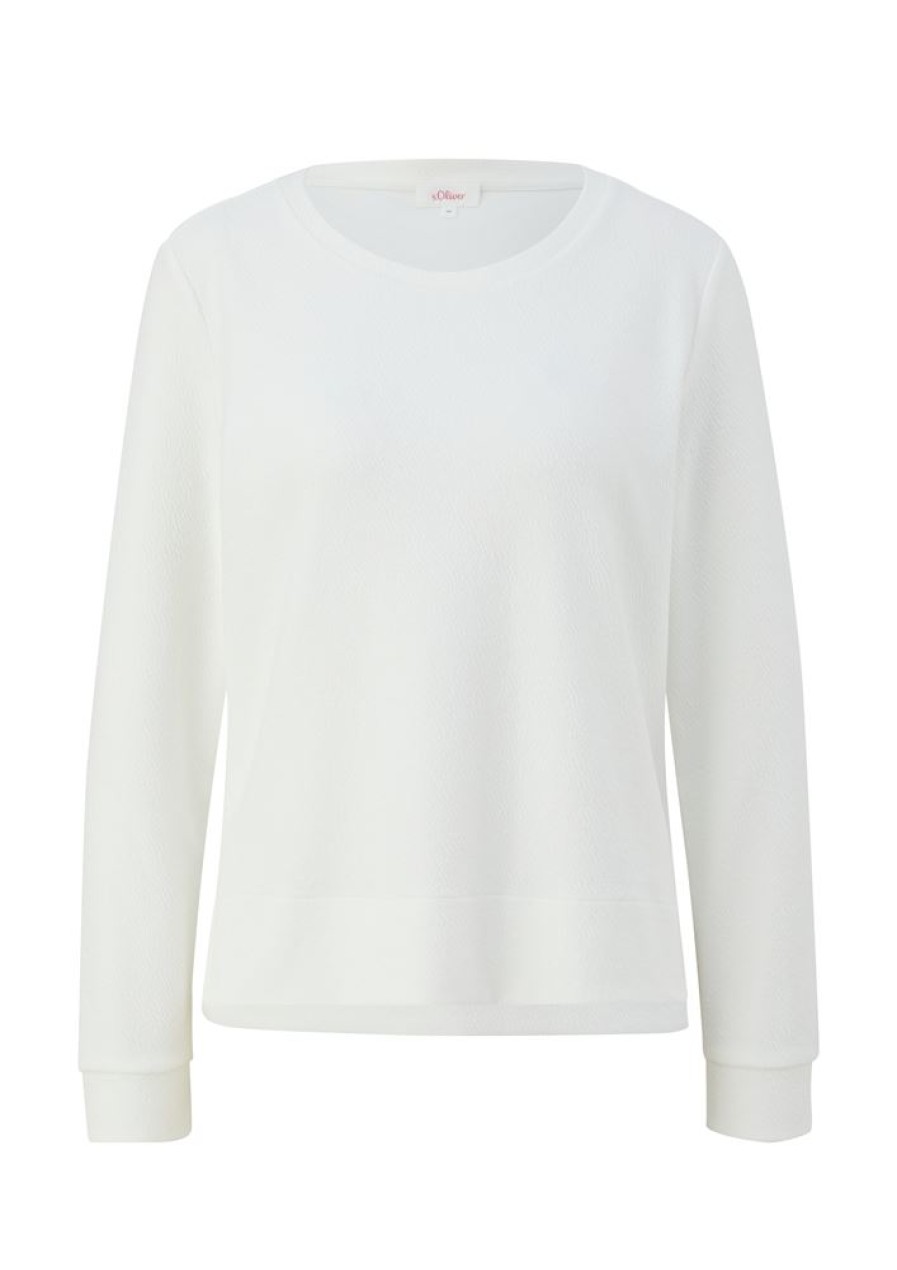 S.Oliver S.Oliver Sweatshirt Mit Viskose Weis S23 2139873 0210 White Pullover