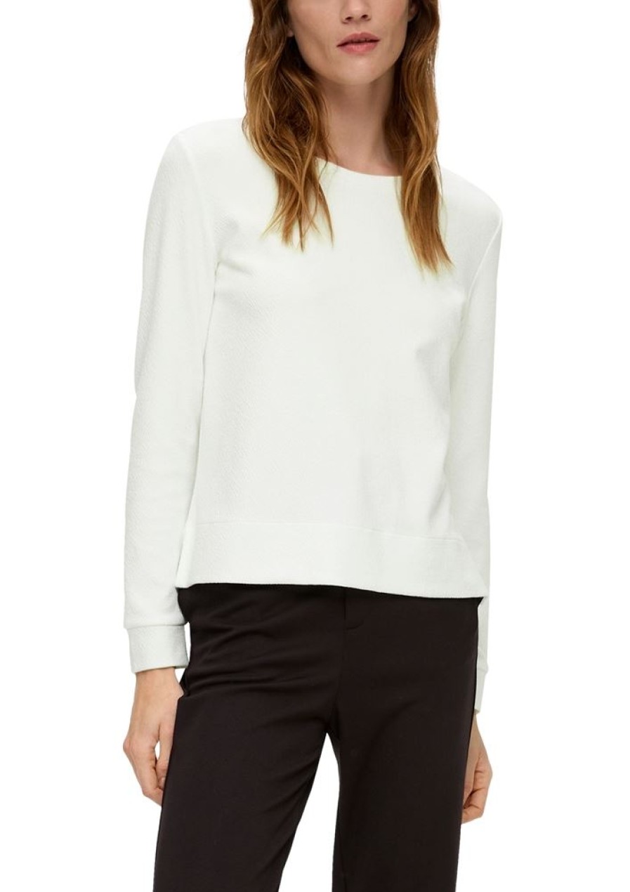 S.Oliver S.Oliver Sweatshirt Mit Viskose Weis S23 2139873 0210 White Pullover