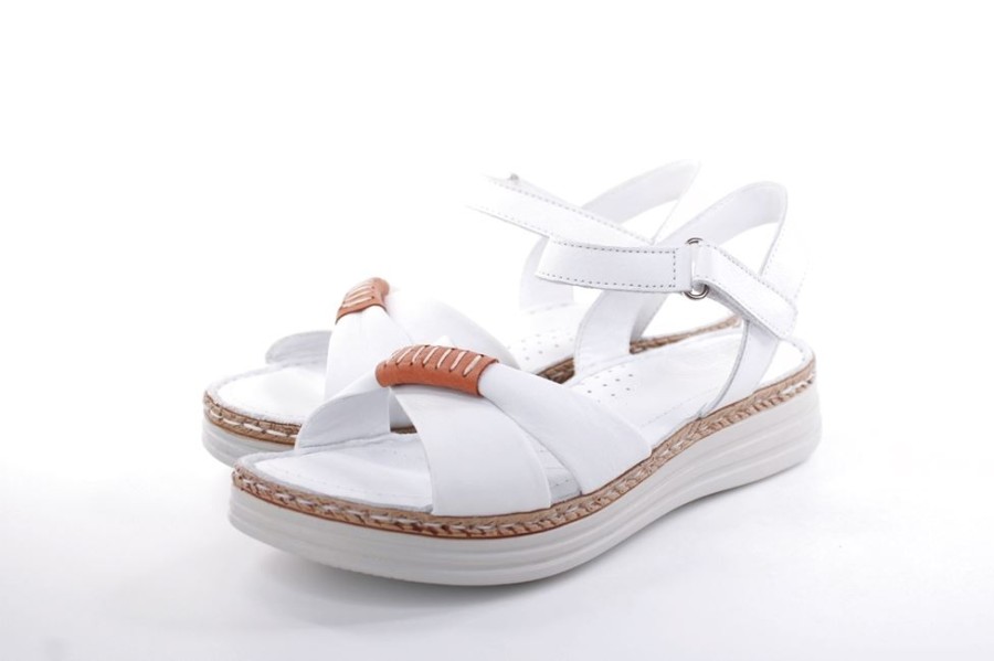 PETER Peter Erikson Damen Sandale Leder Comfort- Fusbett Weis, Grun S13 231533 Sandalen