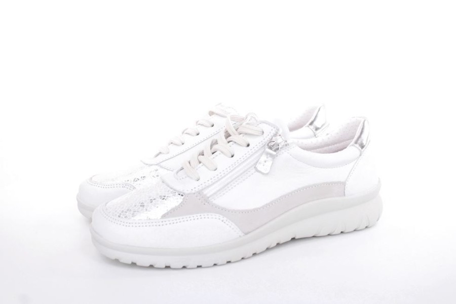 ACO Aco Dahli 09 Damen Sneaker Leder Wechselfusbett Weis S13 1160/10189 4219 White Schnurer