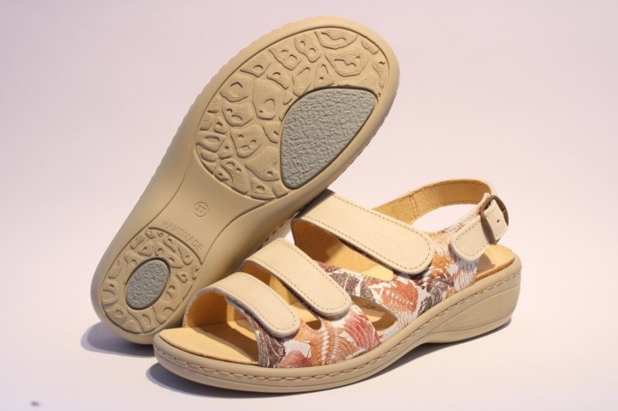 Portina Portina Bequemsandale Wechselfusbett Komplett Leder Beige 10502 Moro Sandalen