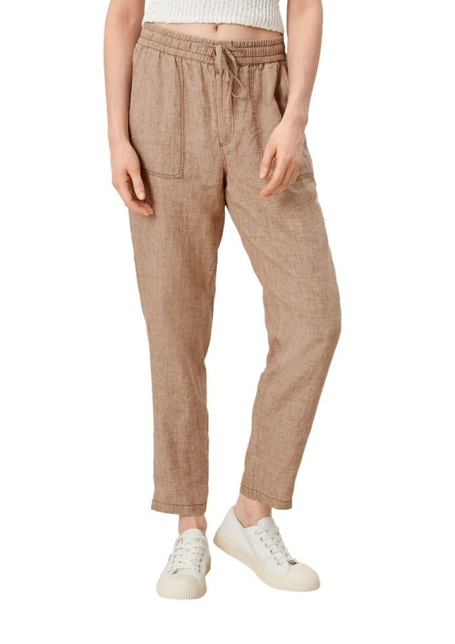 s.Oliver S.Oliver Hose Jogpants Aus Leinen Sand 2113319 84W9 Brown Hose