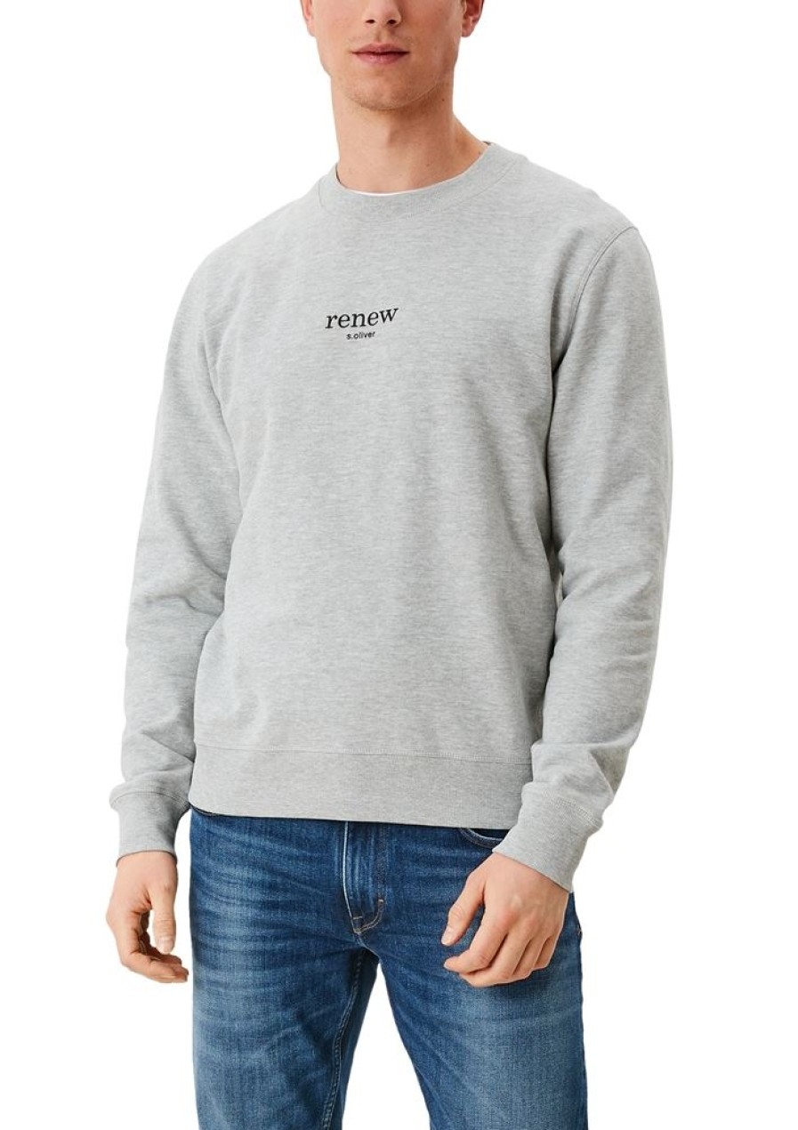 s.Oliver S.Oliver Sweatshirt Mit Schriftprint Grau 2109641 9400 Light Mela Pullover