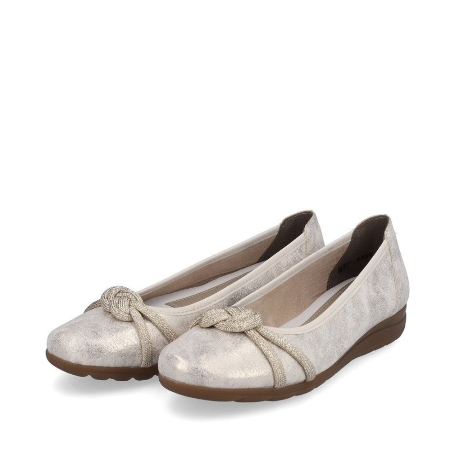 Rieker Rieker Antistress Damen Ballerina Knoten- Detail Gold S13 L9368-60 Beige-Gold Ballerinen