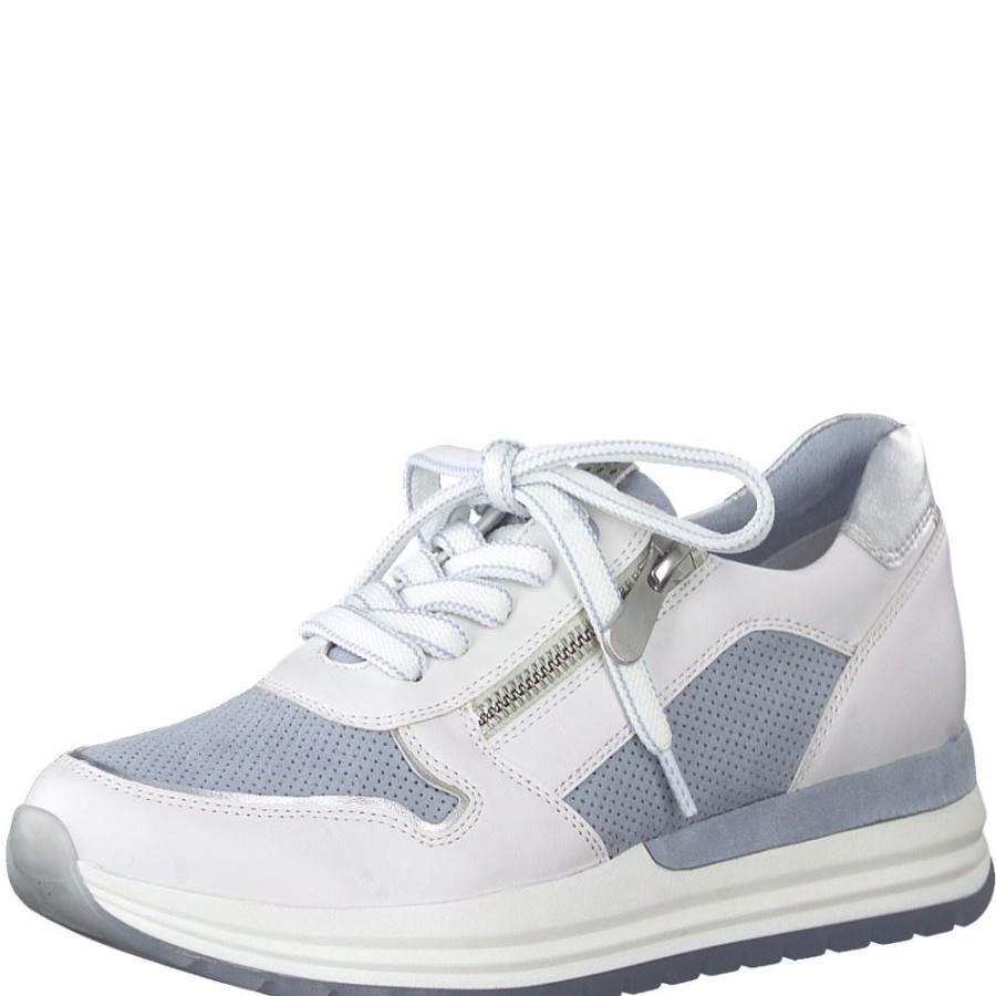 Marco Marco Tozzi Sneaker Reisverschluss Weis Hellblau 2-2-23741-28 181 White/L.Blu Sneaker