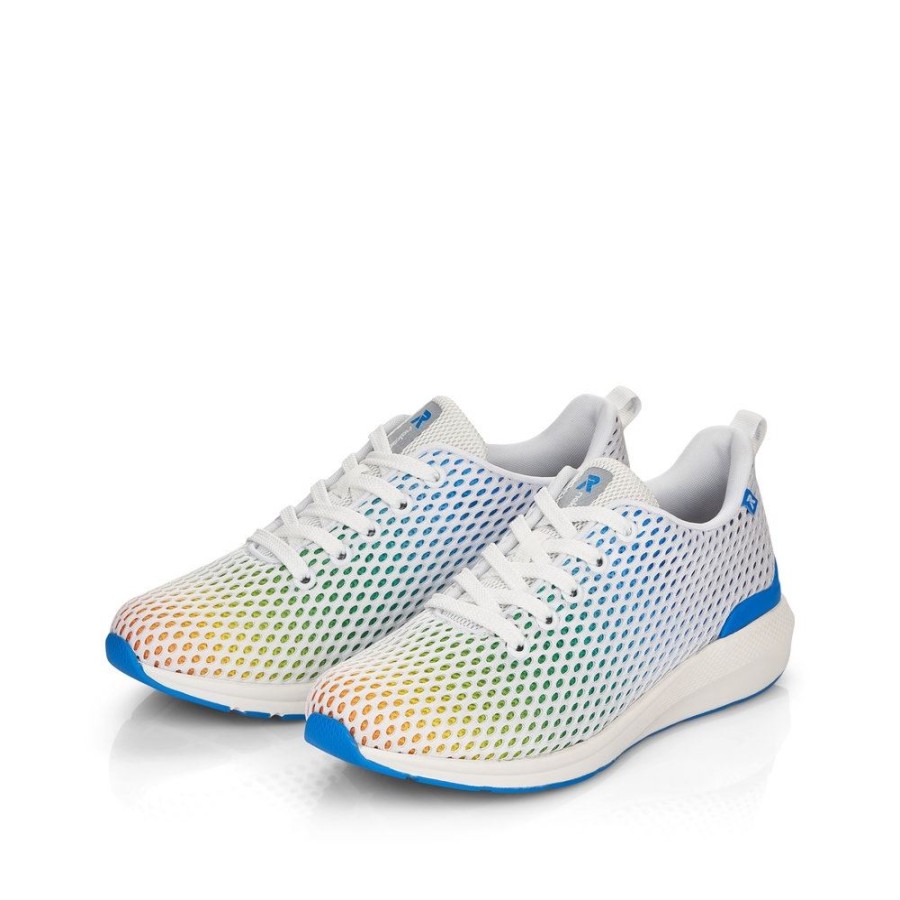 Rieker Rieker Evolution Damen Sneaker Wechselfusbett Mesh- Optik Regenbogenfarben Weis S13 40101-90 Sportweiss/Weis Sneaker