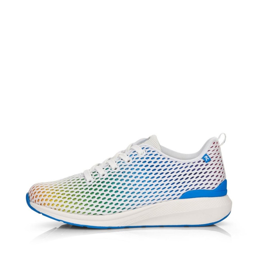 Rieker Rieker Evolution Damen Sneaker Wechselfusbett Mesh- Optik Regenbogenfarben Weis S13 40101-90 Sportweiss/Weis Sneaker