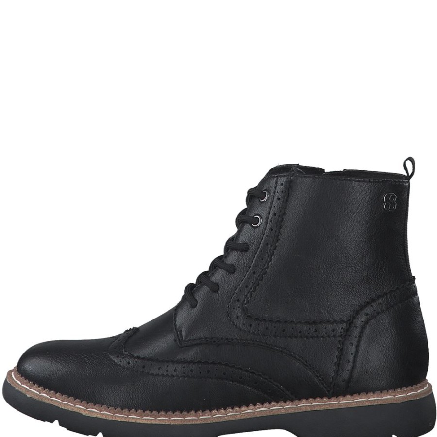 s.Oliver S.Oliver Schnurboots Lackoptik Brogue - Style Blau, Schwarz S22 5-5-25465-39 891 Navy Comb. Stiefel