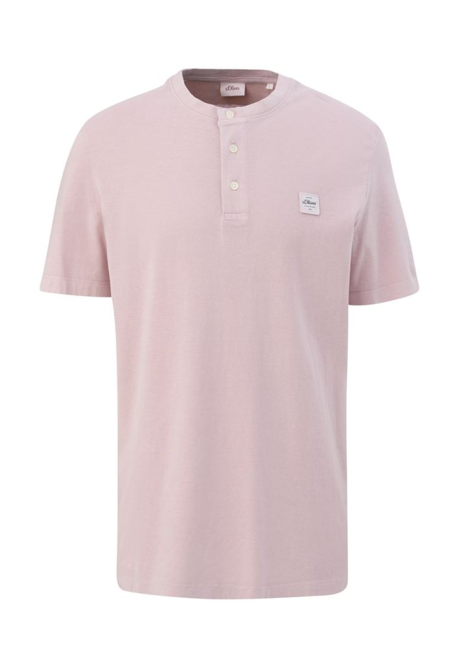 s.Oliver S.Oliver Herren T-Shirt Mit Henley-Ausschnitt Blau, Rosa, Weis S13 2133166 T-Shirt