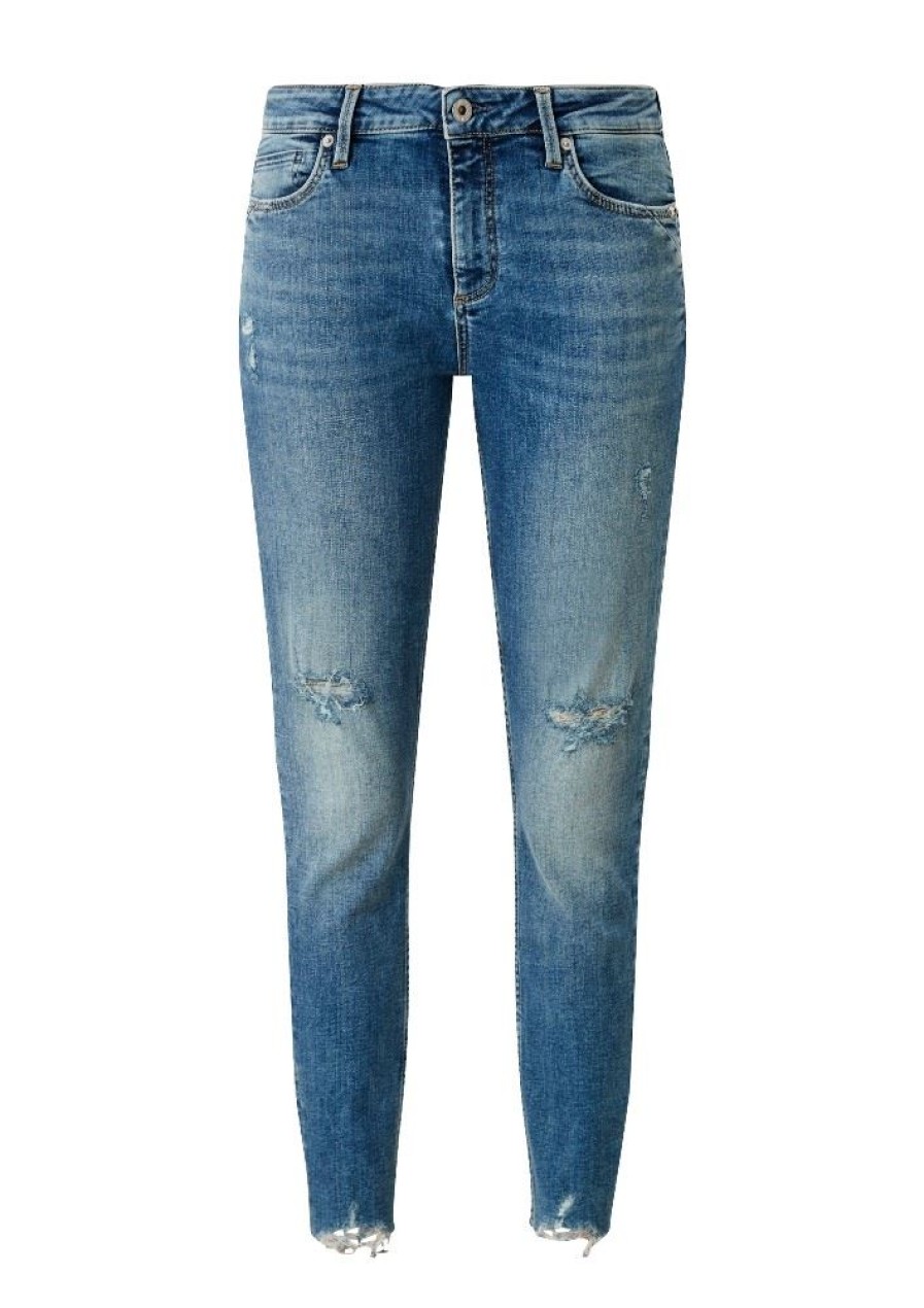 QS Qs Designed By Skinny Ankle Leg- Jeans 7/8 Lange Used- Look Blau S12 2111703 Hellblau Jeans