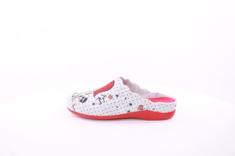 s`knöpfli S`Knopfli Damen Hausschuh Pantolette Wechselfusbett Eifelturmmotiv Grau S23 Z29378P Rojo Hausschuhe