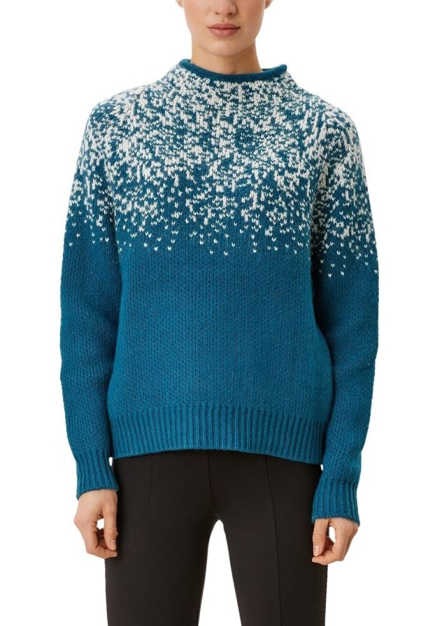 s.Oliver S.Oliver Strickpullover Mit Glitzerdetail Blau S21 2108472 69X1 Petrol Blu Pullover