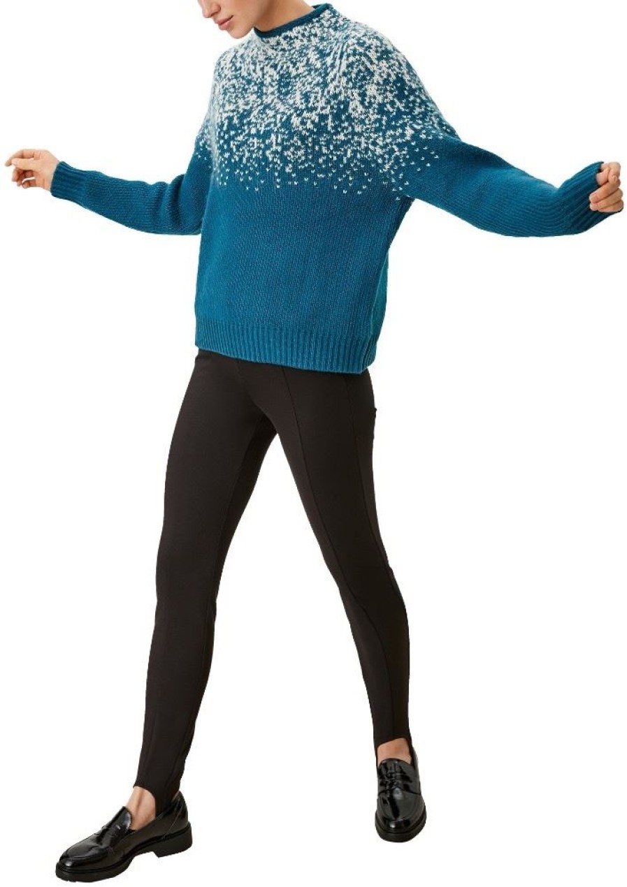 s.Oliver S.Oliver Strickpullover Mit Glitzerdetail Blau S21 2108472 69X1 Petrol Blu Pullover