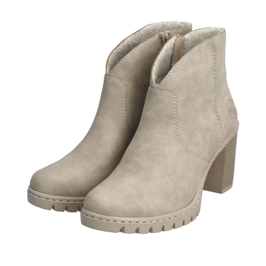 Rieker Rieker Antistress Damen Stiefelette Blockabsatz Beige S23 Y2553-60 Champignon Stiefel