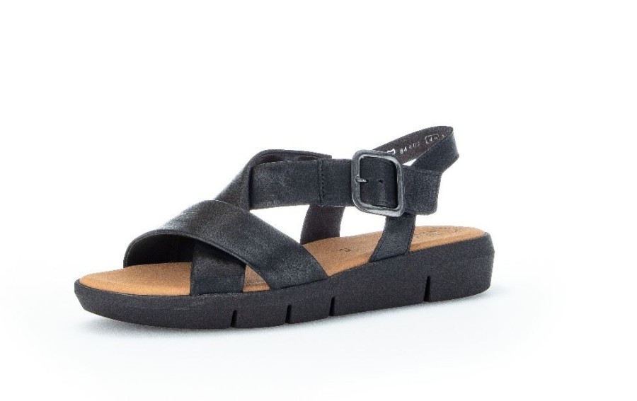 Gabor Gabor Plateau Sandale Leder S12 84.603.27 Schwarz Sandalen