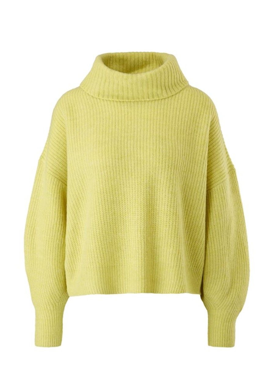 s.Oliver S.Oliver Damen Strickpullover Wollmix Rollkragen Weis Gelb S22 2121163 1491 Yellow Pullover