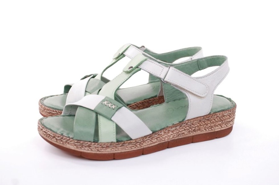 Andrea Andrea Conti Sandale Leder Keilabsatz Grun S12 18836041009 Peppermint Sandalen