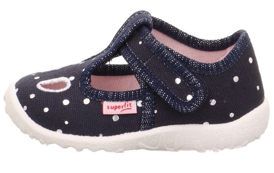 superfit Superfit Spotty /Silber Hausschuh Mit Klettverschluss Punkte S13 1-009248-8020 Dunkelblau Hausschuhe