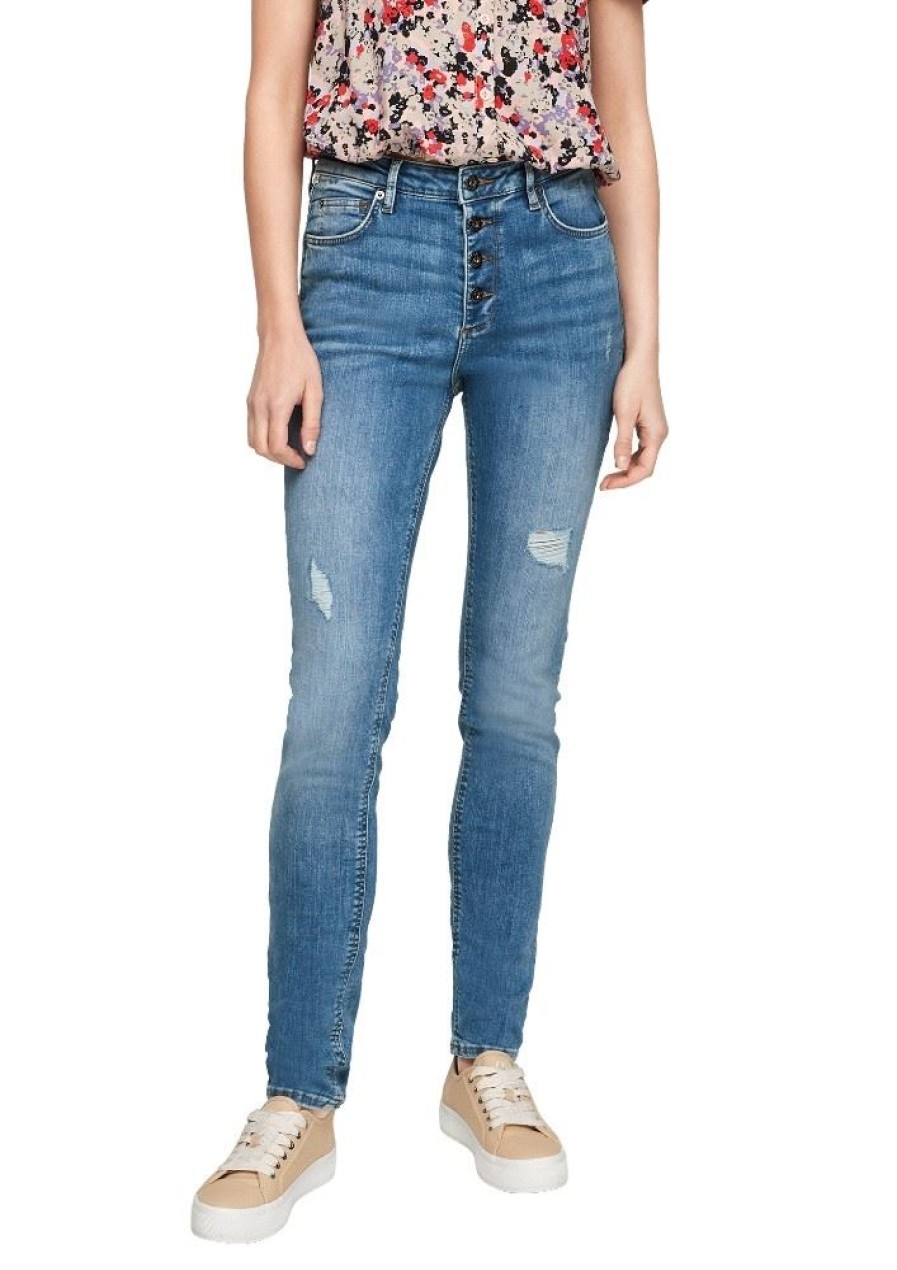 QS Qs Designed By Skinny Jeans Knopfleiste Blau 2062809 55Z4 Blue Stret Jeans