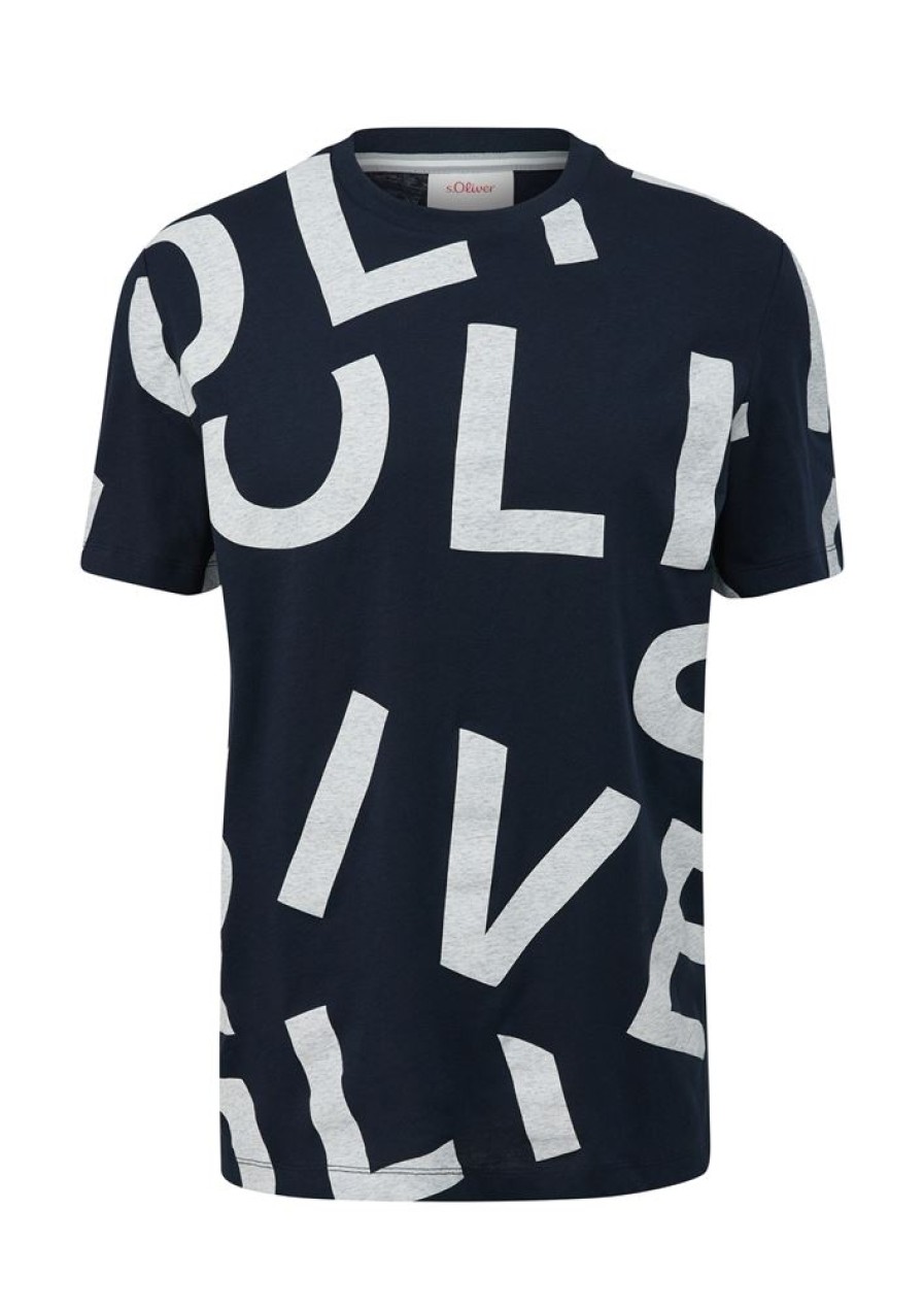 S.Oliver S.Oliver T-Shirt Mit Allover-Print Weis, Blau S14 2138640 T-Shirt