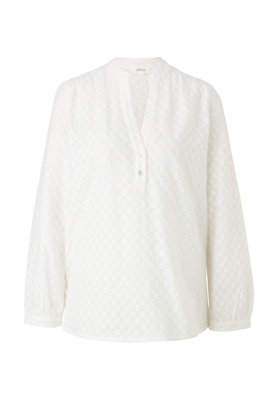 s.Oliver S.Oliver Tunikabluse Broderie Anglaise Weis S12 2111988 02L1 Off-White Bluse