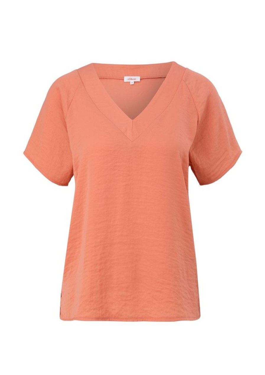 s.Oliver S.Oliver Blusenshirt Mit V-Ausschnitt Orange,Grun,Blau S13 2129455 T-Shirt