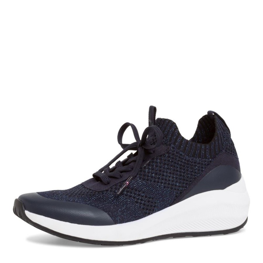 Tamaris Tamaris Fashletics Sneaker Blau Glitzer Metallic 1-1-23758-26 824 Navy Metall Sneaker