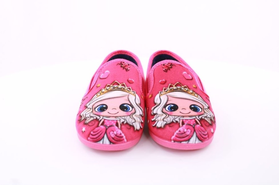 s´knöpfli S´Knopfli Kinder Hausschuh Schlupfhausschuh Prinzessinnen Motiv Pink S23 Can.Princesa Ojos Fuxia Hausschuhe