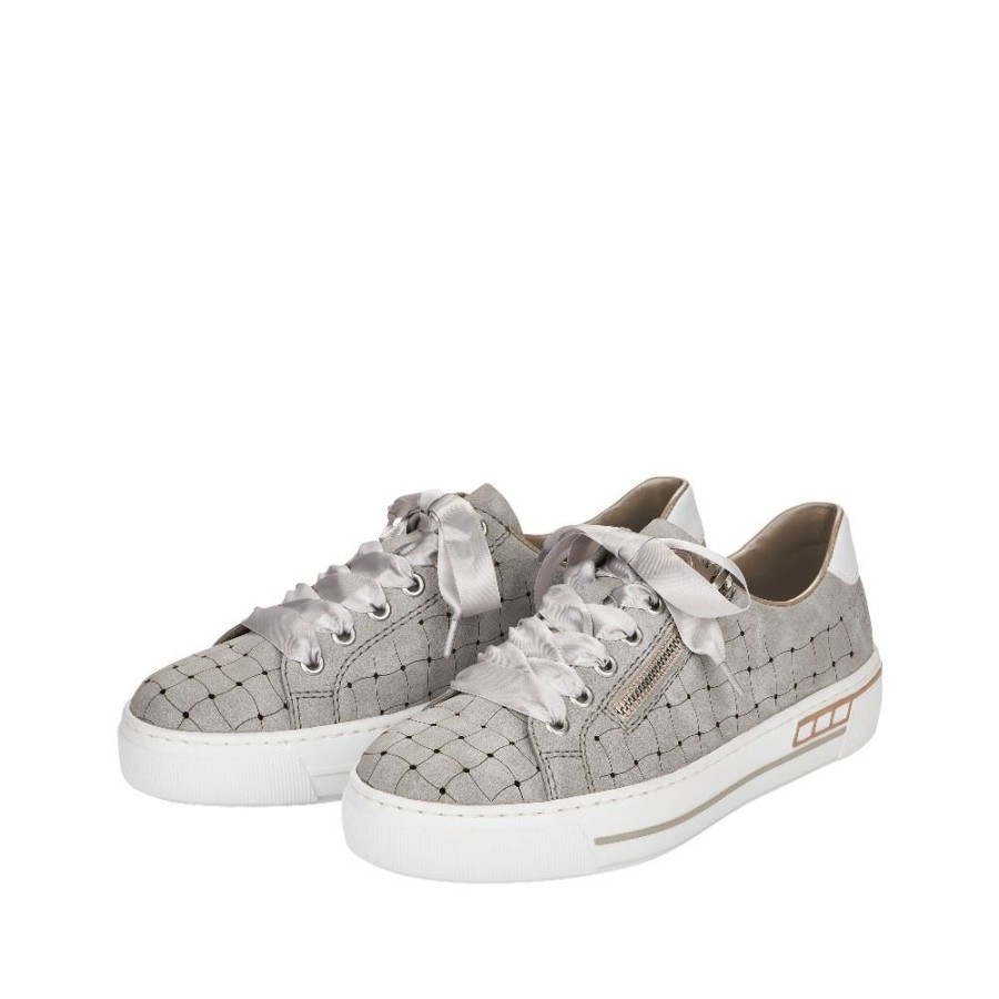 Rieker Rieker Antistress Damen Sneaker Plateausohle Grafischer Print Grau S12 L8811-40 Cement/Weiss Sneaker