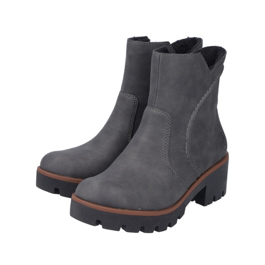 Rieker Rieker Damen Stiefelette Kurzstiefel Warmfutter Grau S23 79261-45 Anthrazit Stiefel